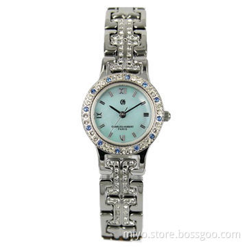 Newest Model Ladies' Quartz Wristwatch, Made of Stainless Steel and Rhinestone